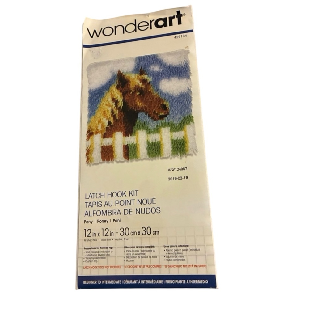 WonderArt Latch Hook Kit NEW Pony Horse Wall Hanging Equestrian 12×12 Hook